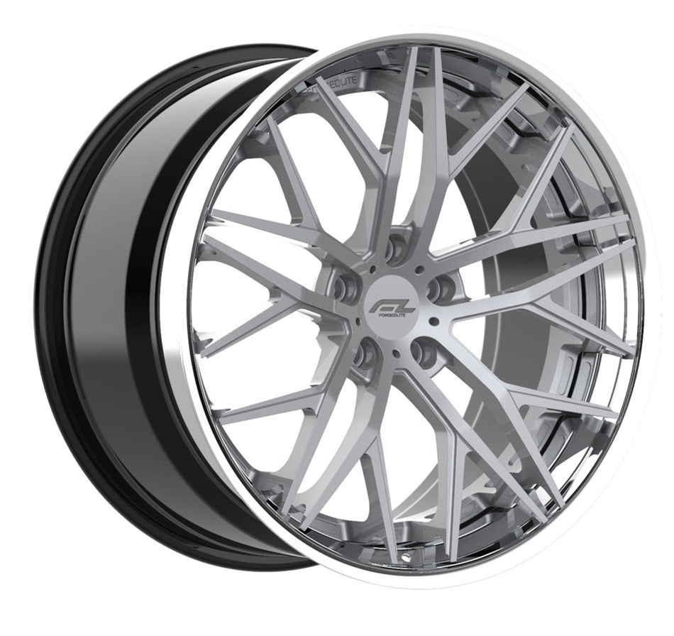Forgedlite RS10 3pc C8 Corvette 20x9" Front 21x12" Rear Wheel and Tire Package - Silver w/ Chrome Lip