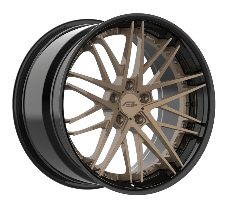 Forgedlite RS7 3pc C8 Corvette 20x9" Front 21x12" Rear Wheel and Tire Package - Bronze w/ Black Lip