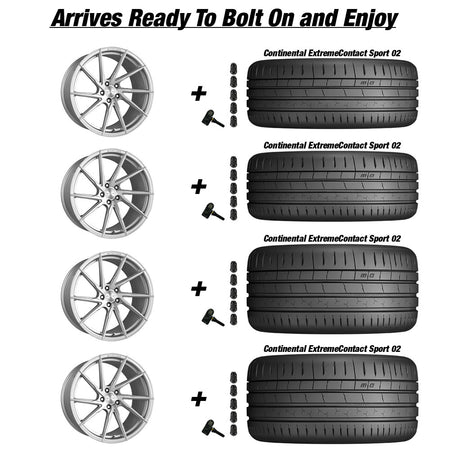 Rotary Forged Chevy Corvette C7 Z06 Stance SF01 Brushed Silver 19in wheel and Continental ExtremeContact Sport 02 tire package