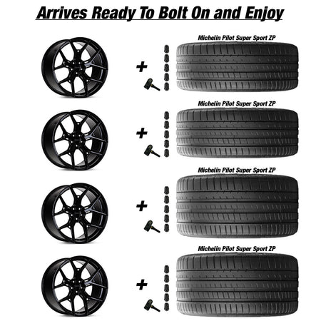 Rotary Forged Chevy Corvette C7 Z06 Vossen HF-5 Gloss Black 19in wheel and Michelin Pilot Super Sport ZP tire package