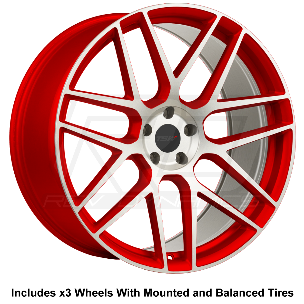 TSW Lasarthe 22" Slingshot Wheel and Tire Package Indy Red and White