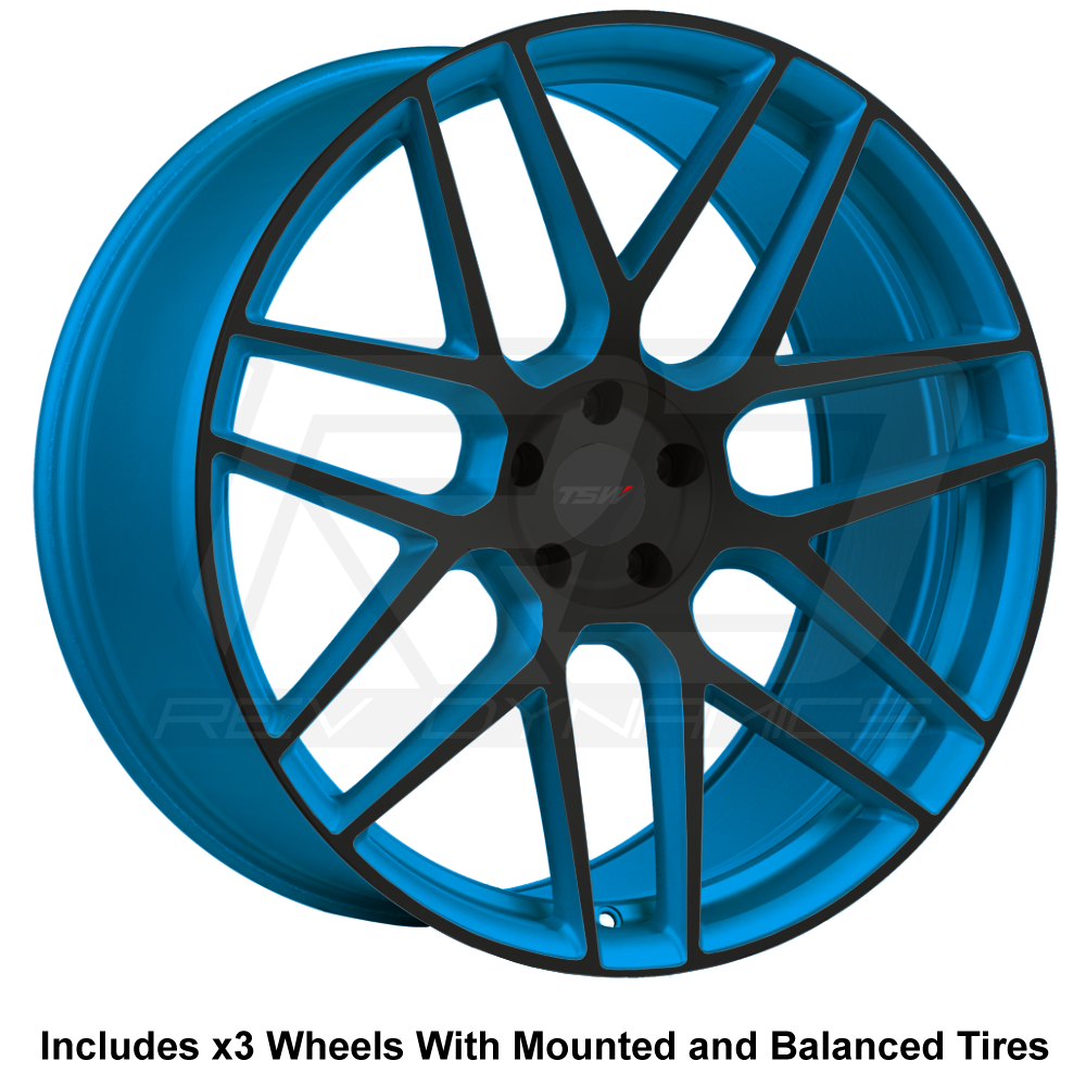 TSW Lasarthe 22" Slingshot Wheel and Tire Package Miami Blue and Black
