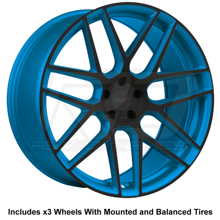 TSW Lasarthe 22" Slingshot Wheel and Tire Package Miami Blue and Black