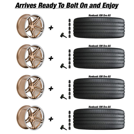 Tesla-Model-3-Ferrada-CM1-Brushed-Cobre-20in-wheel-and-Hankook-iON-Evo-AS-tire-package