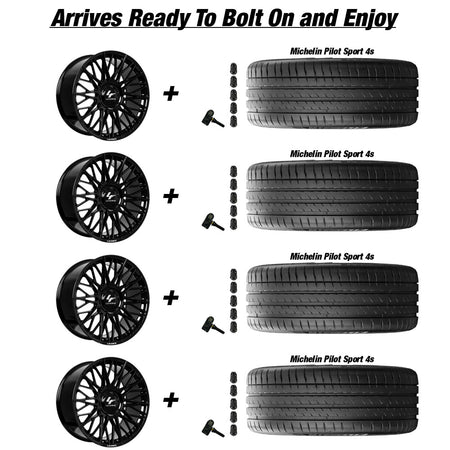 Tesla Model 3 Lexani Newport - XL Gloss Black 20in wheel and Michelin Pilot Sport 4s tire package