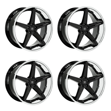 Tesla Model 3 Lexani Savage Gloss Black w Chrome Lip 20in wheel package