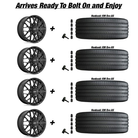Tesla Model 3 Rotiform BLQ Matte Black 19 wheel and Hankook iON Evo AS tire package