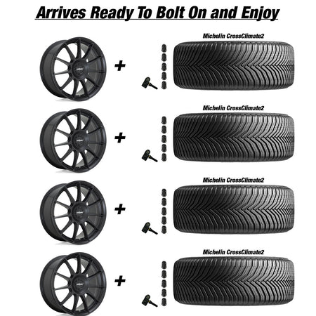 Tesla Model 3 Rotiform DTM Satin Black 18 wheel and Michelin CrossClimate2 tire package