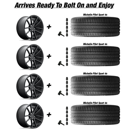 Tesla Model 3 Rotiform SPF Matte Black 19 wheel and Michelin Pilot Sport All Season 4 tire package