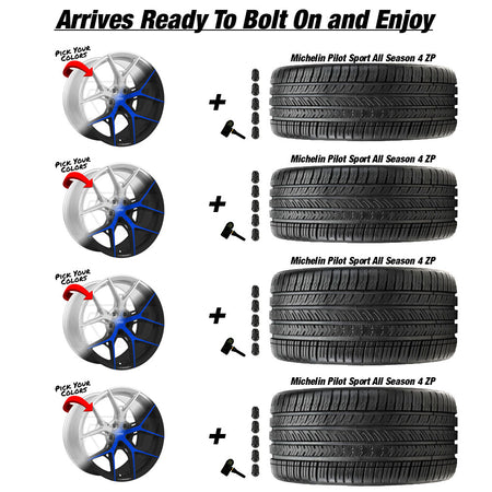 Vossen HF-5 C8 Custom Finish Corvette C8 Michelin Pilot Sport 4 All Season ZP Wheel and Tire Package