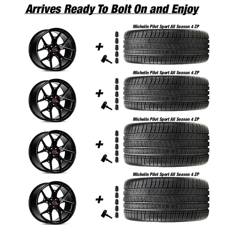 Vossen HF-5 Gloss Black Corvette C8 Michelin Pilot Sport 4 All Season ZP Wheel and Tire Package