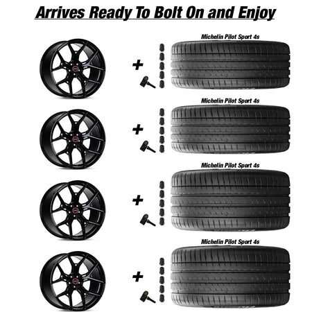 Vossen HF-5 Gloss Black Corvette C8 Michelin Pilot Sport 4s Wheel and Tire Package