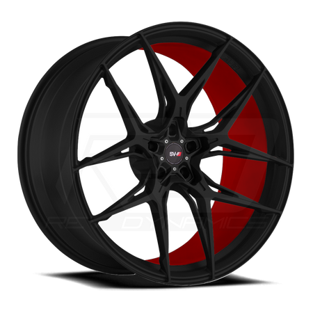 Custom C8 Corvette Wheel Savini SV-F5 Torch Red and Black